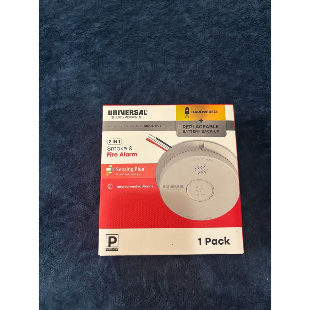 Sealed Universal security instruments hardwired smoke and fire alarm